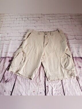 Vintage Split Y2K Cargo Khaki Shorts Utility Streetwear Skateboarding Size 30